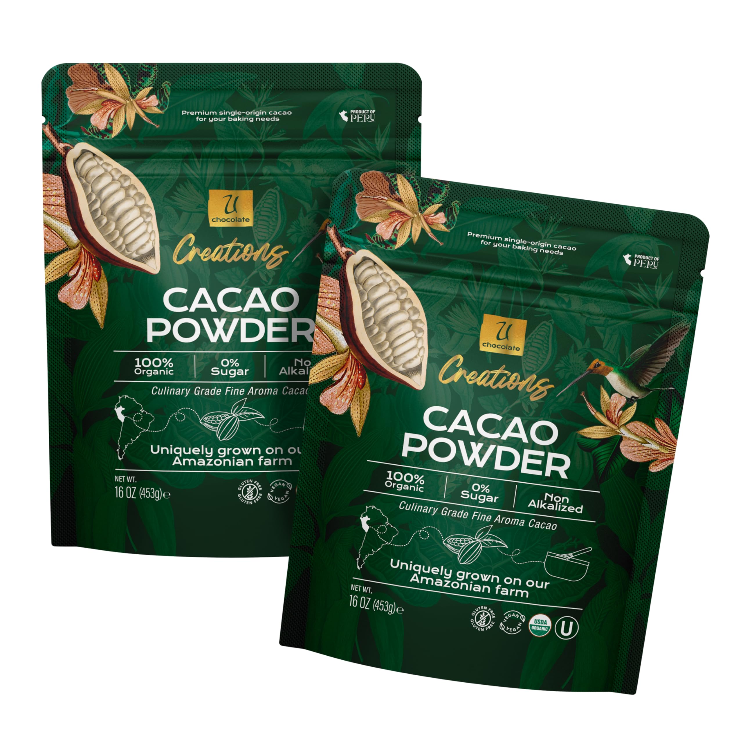 U brand front packaging showing two 16 oz bags and clear labeling benefits