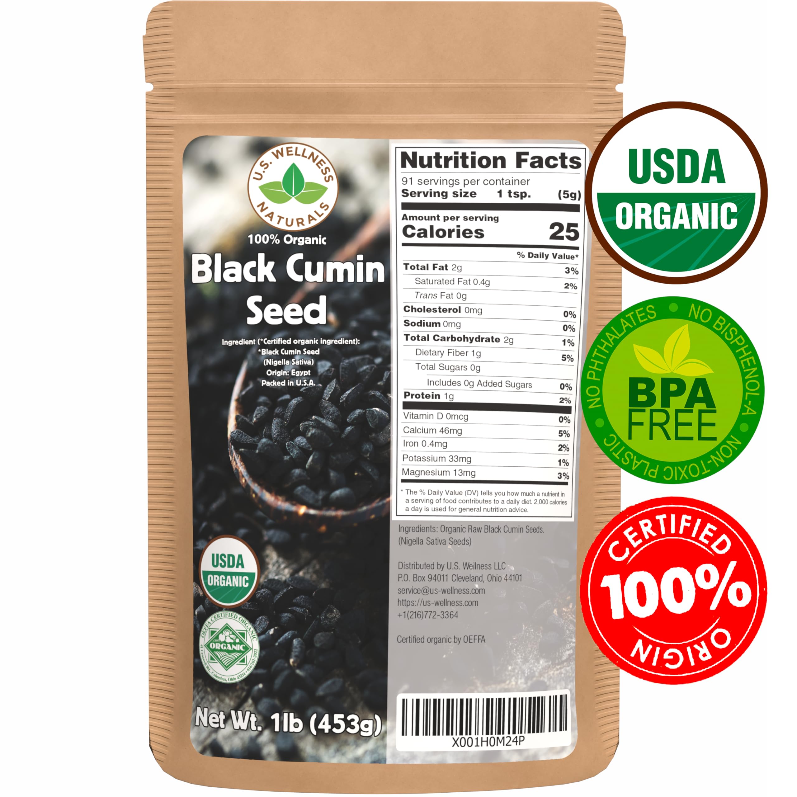 U.S. Wellness Naturals bag label and organic certificates showing traceable origin