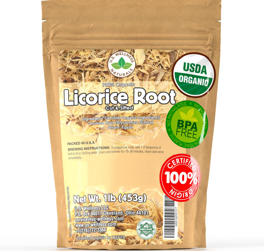U.S. Wellness Naturals front packaging showing certified organic badge and pouch benefit