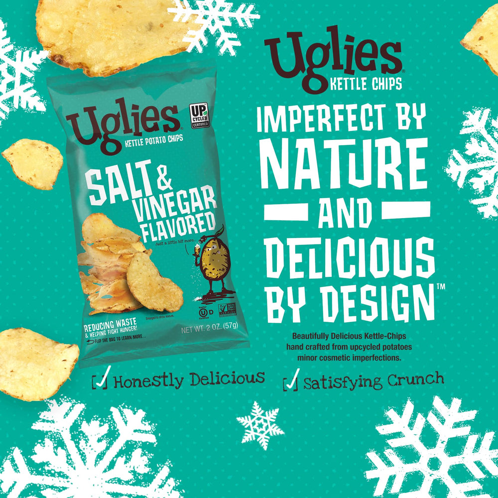 Uglies chips in a lunchbox showing single-serve 2 oz bag convenience for kids and adults