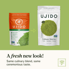 Ujido close-up of matcha texture highlighting smooth grind