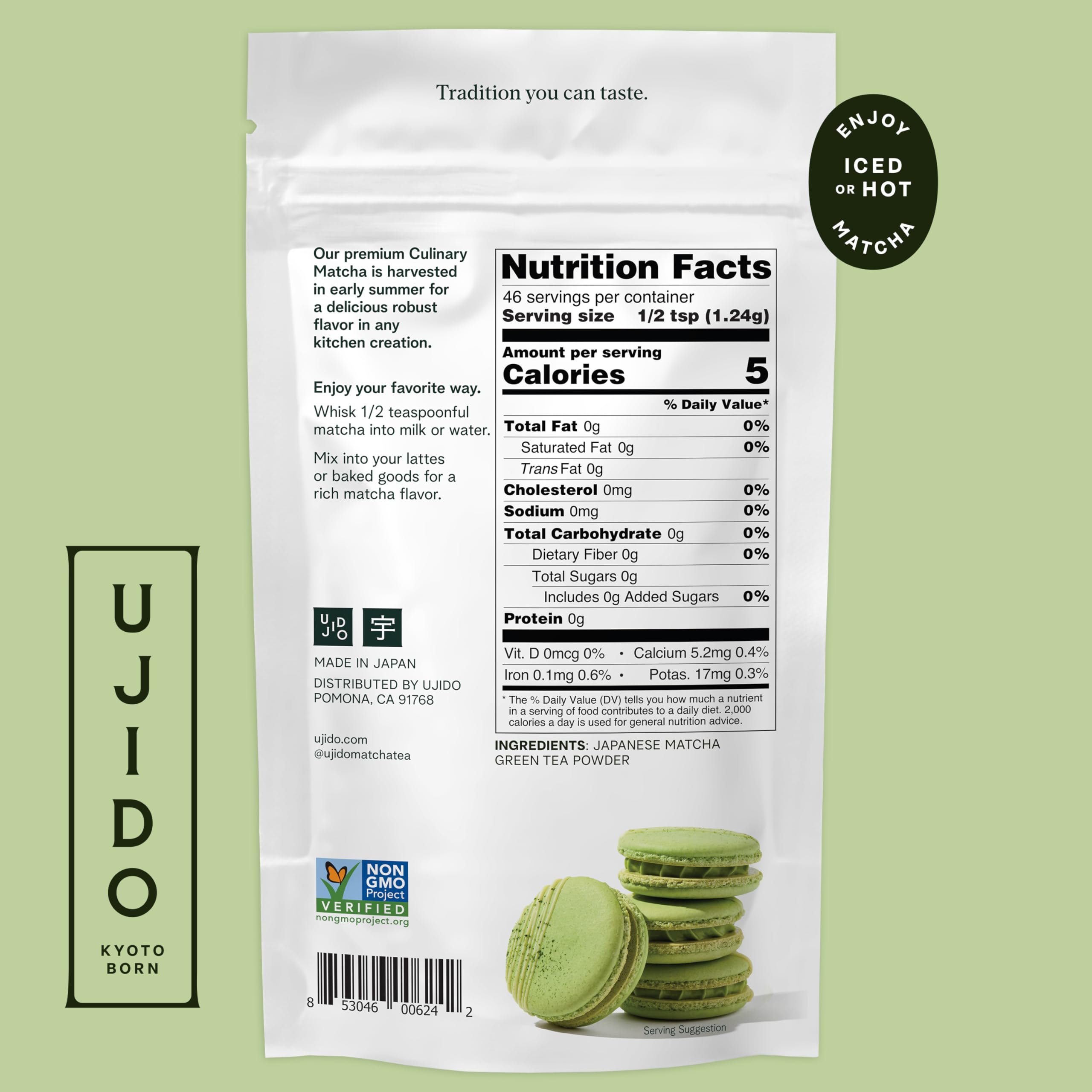 Ujido open tin revealing fine green powder for vibrant color
