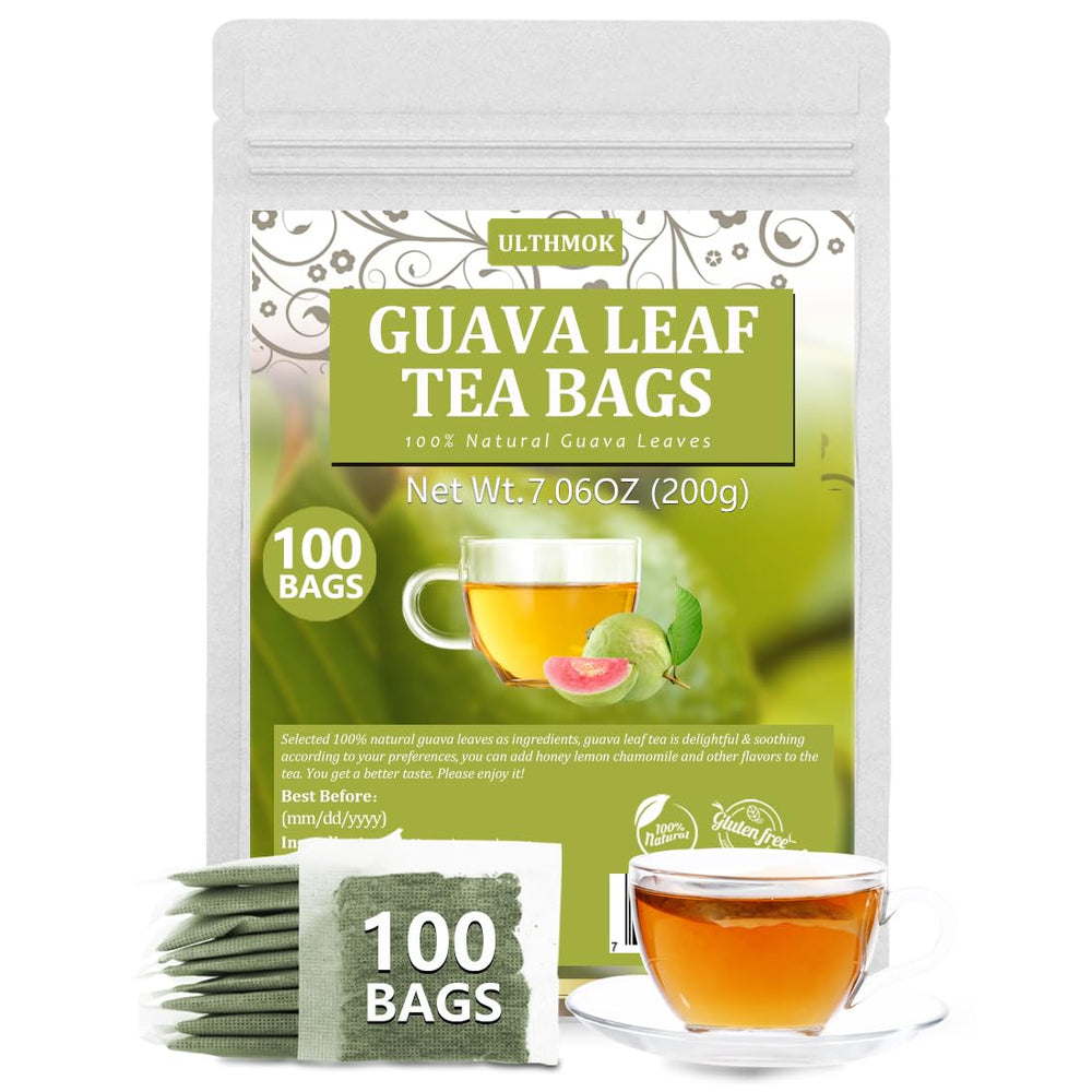 ULTHMOK front packaging showing box of 100 guava leaf tea bags for convenient use