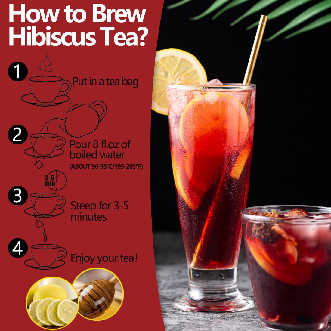 ULTHMOK iced hibiscus pitcher with glasses showing chilled serving appeal