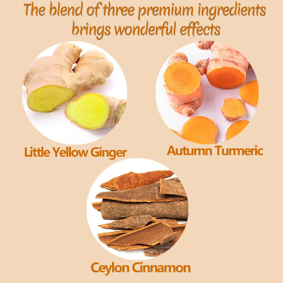 ULTHMOK loose turmeric ginger cinnamon display showing natural ingredients