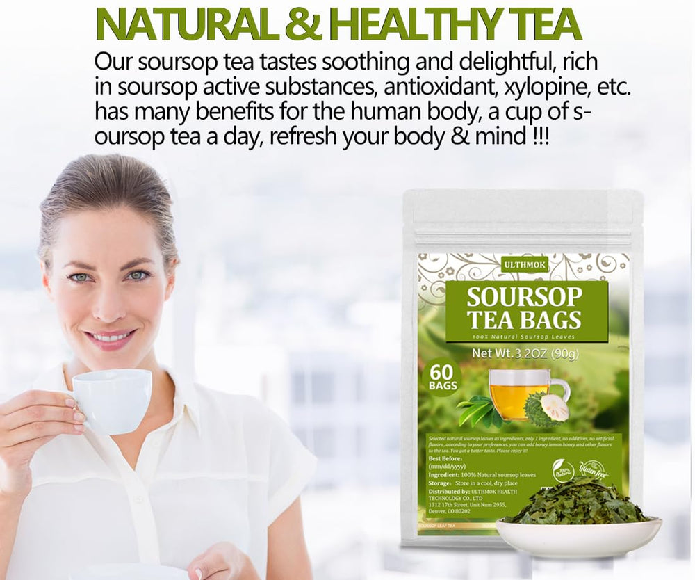 ULTHMOK tea bag held in hand for scale, illustrating single-serve ease and size
