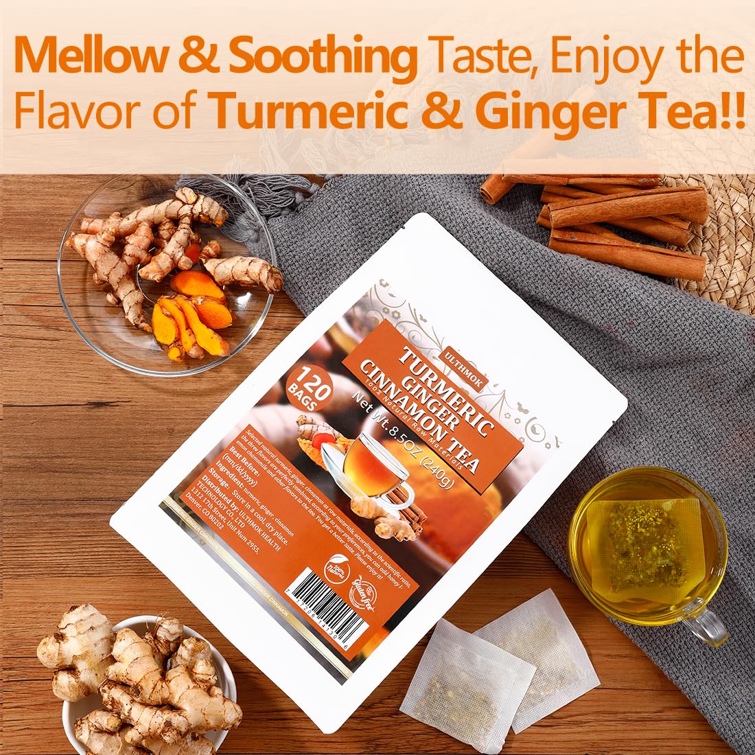 ULTHMOK tea bag close-up highlighting mesh quality and convenient brewing