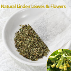 ULTHMOK tea bag close-up with visible linden pieces for natural flavor