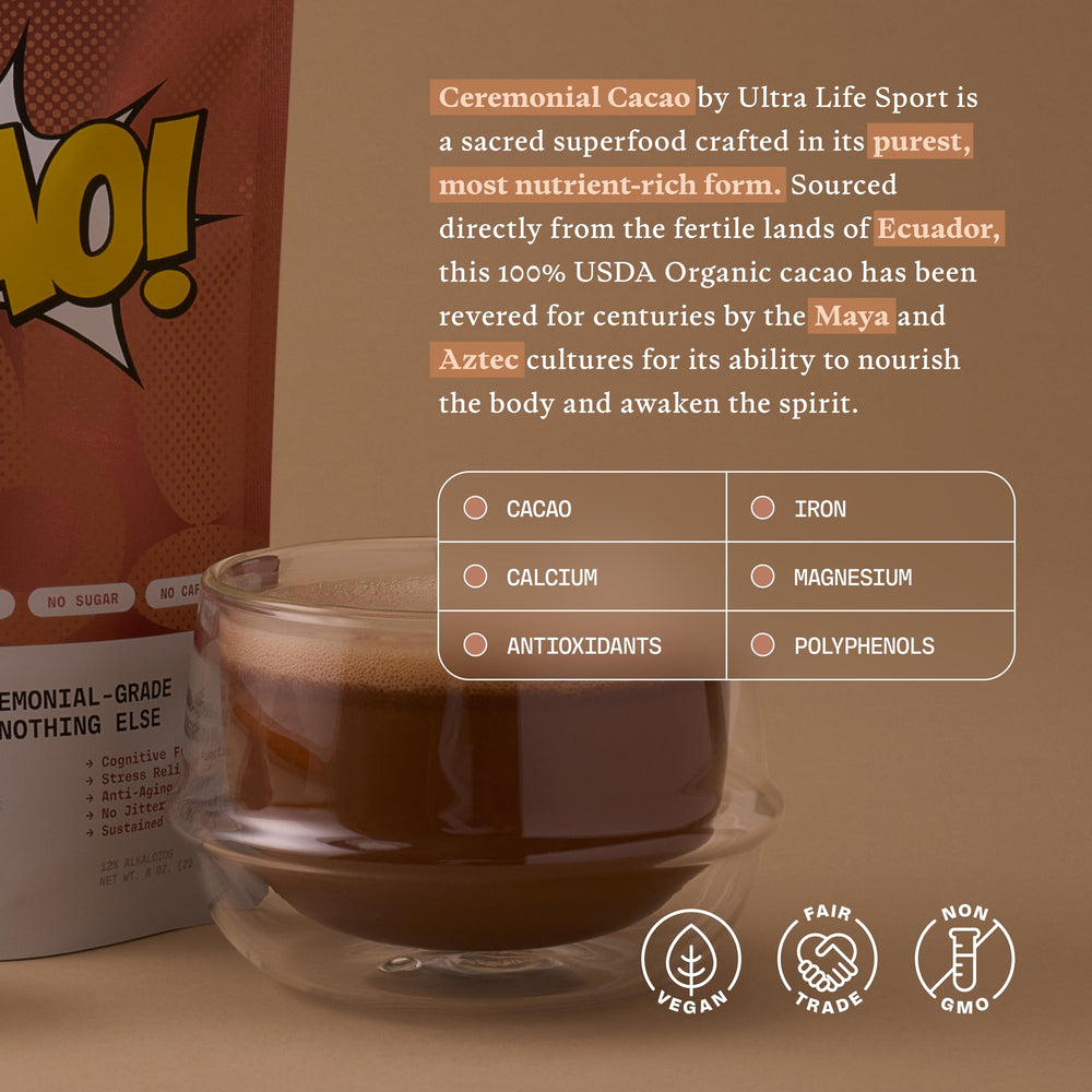 Ultra Life Sport cacao powder with baking ingredients illustrating culinary use