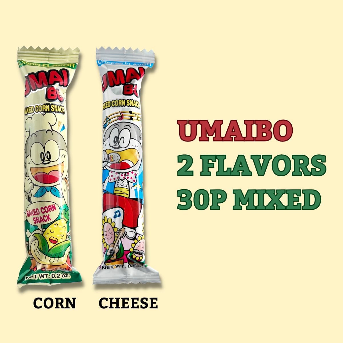 Umaibo puffed texture detail highlighting brand airy crunch
