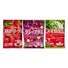 umaya Kasugai Fruita front packaging showing three flavor bags and clip, clear product view and appeal