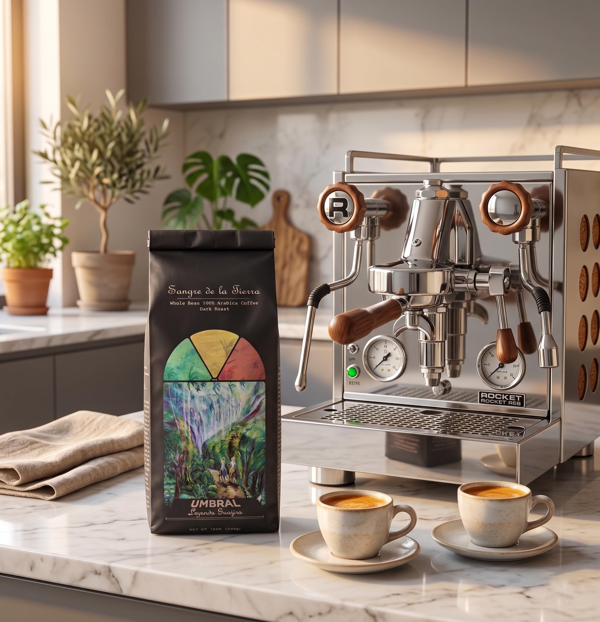 Umbral Coffee beans with pour-over setup illustrating brewing context and robust extraction