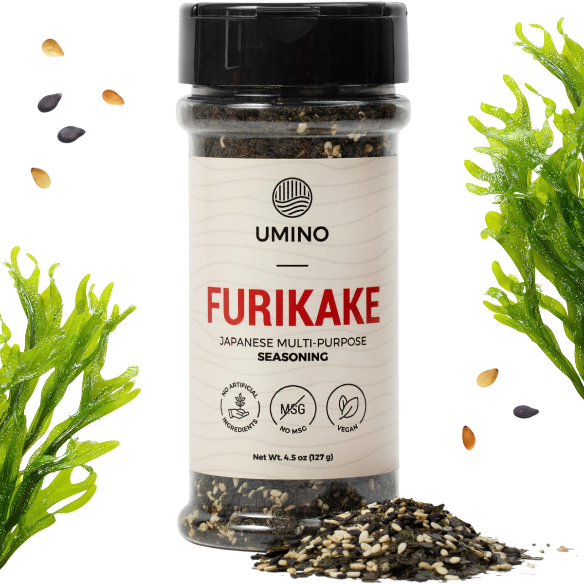 Umino front packaging showing jar and label, clear product view and branding benefit