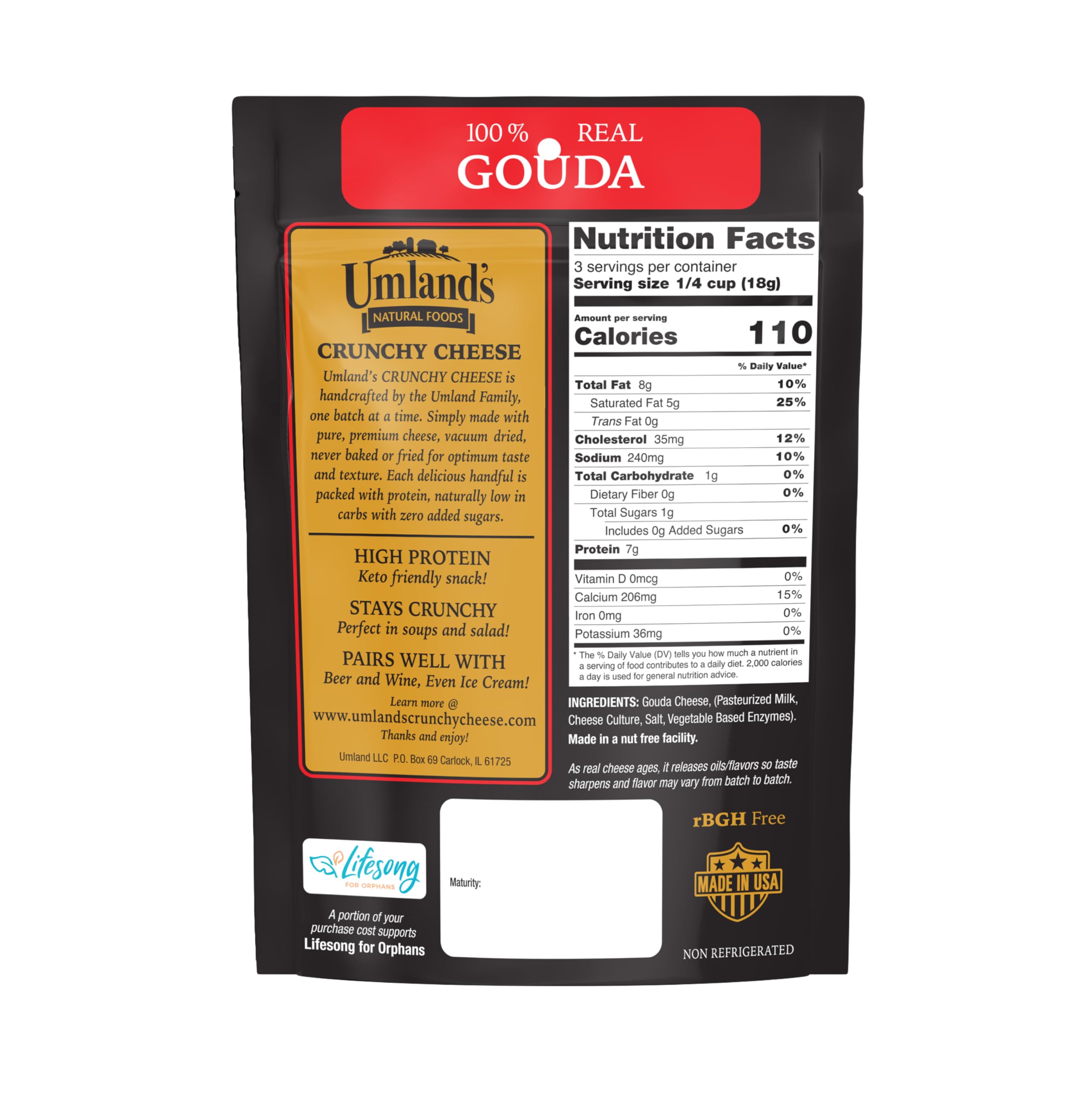 Umland's close-up crisp texture highlighting golden Gouda crunch and real cheese taste