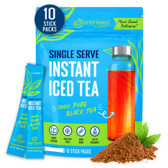 Unbrewed Planet front packaging showing ten resealable tea stick packs for portability and freshness