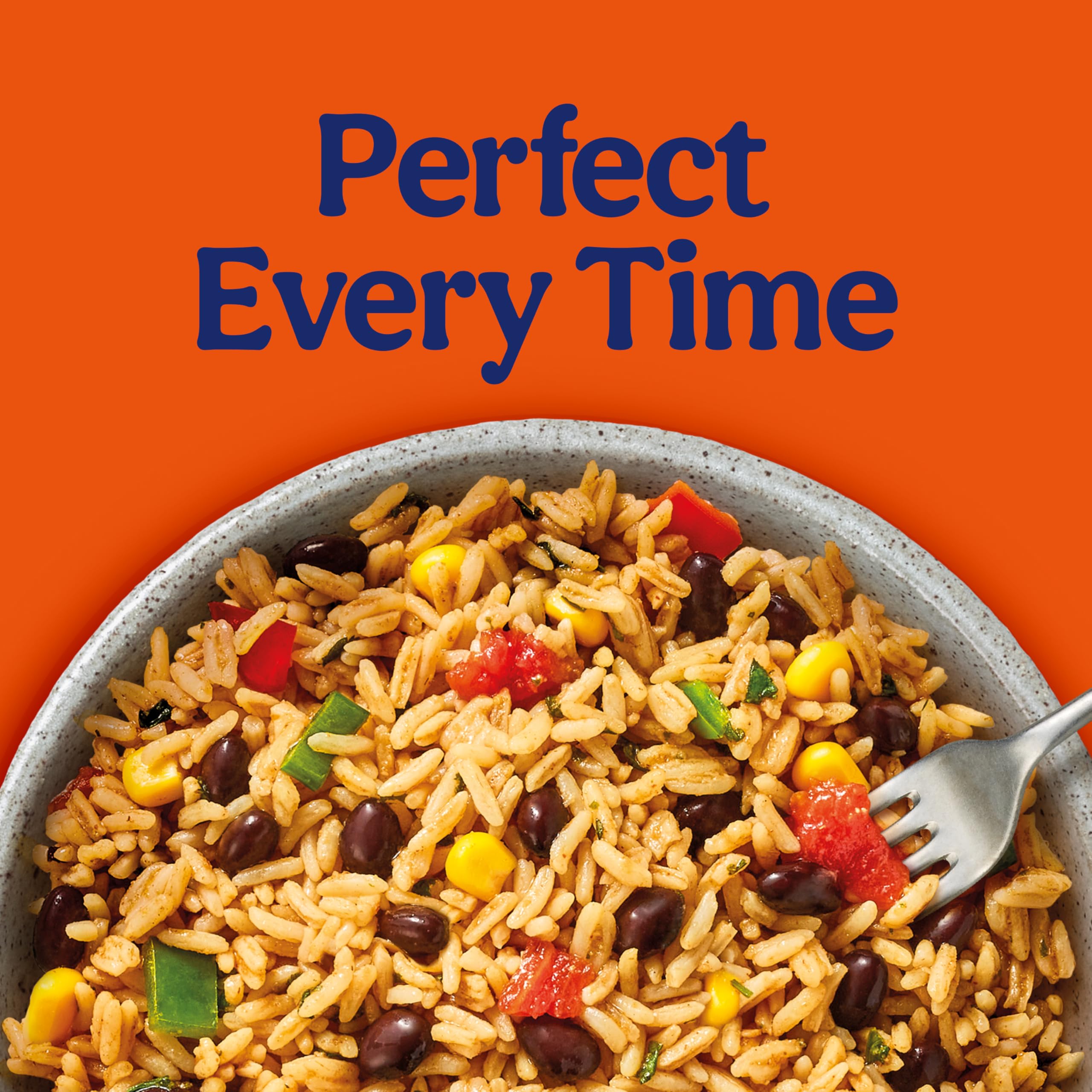 UNCLE BEN'S top view with visible rice, beans, corn for appetizing look