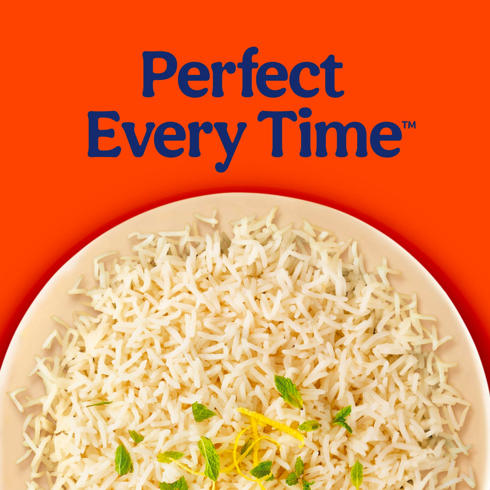 UNCLE BEN'S open pouch with steam rising indicating hot rice ready in minutes