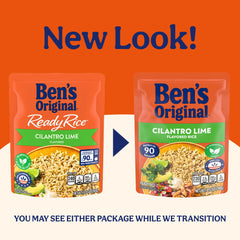 UNCLE BEN'S pouch microwave instructions visible for 90-second convenience