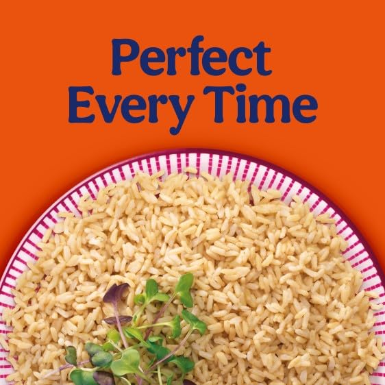 UNCLE BEN'S open pouch revealing fluffy brown jasmine rice ready to serve