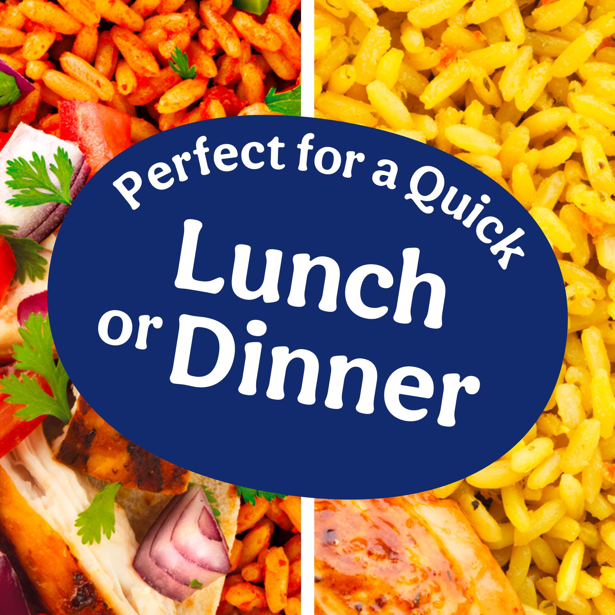 UNCLE BEN'S roasted chicken rice plated, easy side to pair with protein