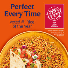 UNCLE BEN'S open cup of Spanish Style rice steaming after microwaving, ready quickly