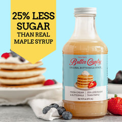 Label detail on Uncle Bob's Butter Country showing no corn syrup and gluten free benefits