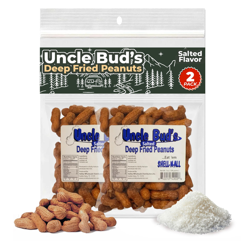 Jerky-n-Spice Uncle Bud's front packaging showing two-pack and bold salted flavor benefit