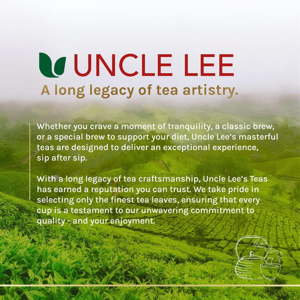 Uncle Lee's tea in kitchen setting, showing lifestyle ease and daily use benefit