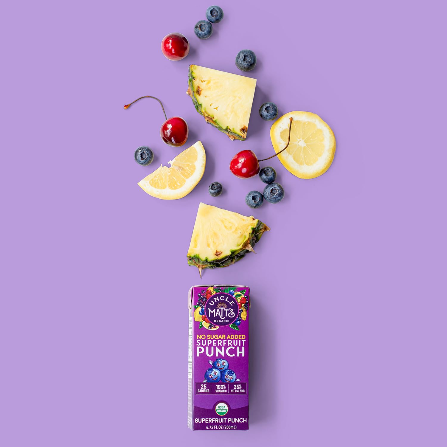 Uncle Matt's juice boxes on a picnic table showing family-friendly serving