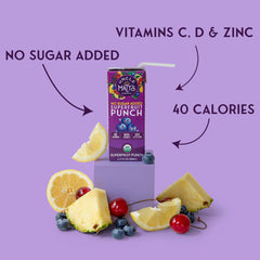 Uncle Matt's single juice box side view highlighting compact portable design