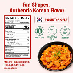 UNHA'S ASIAN SNACK BOX rice cake texture close-up highlighting chewiness and sauce grip