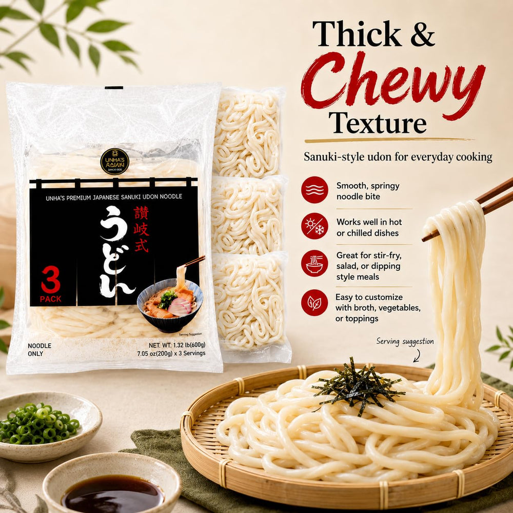 UNHA'S ASIAN SNACK BOX package label focusing on size and directions