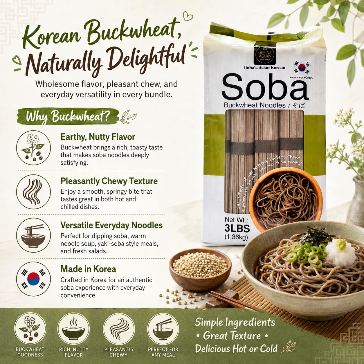 UNHA'S ASIAN SNACK BOX chilled zaru soba presentation highlighting refreshing bite