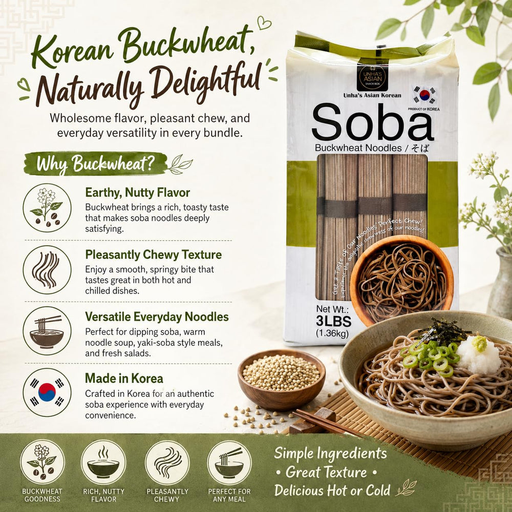 UNHA'S ASIAN SNACK BOX chilled zaru soba presentation highlighting refreshing bite