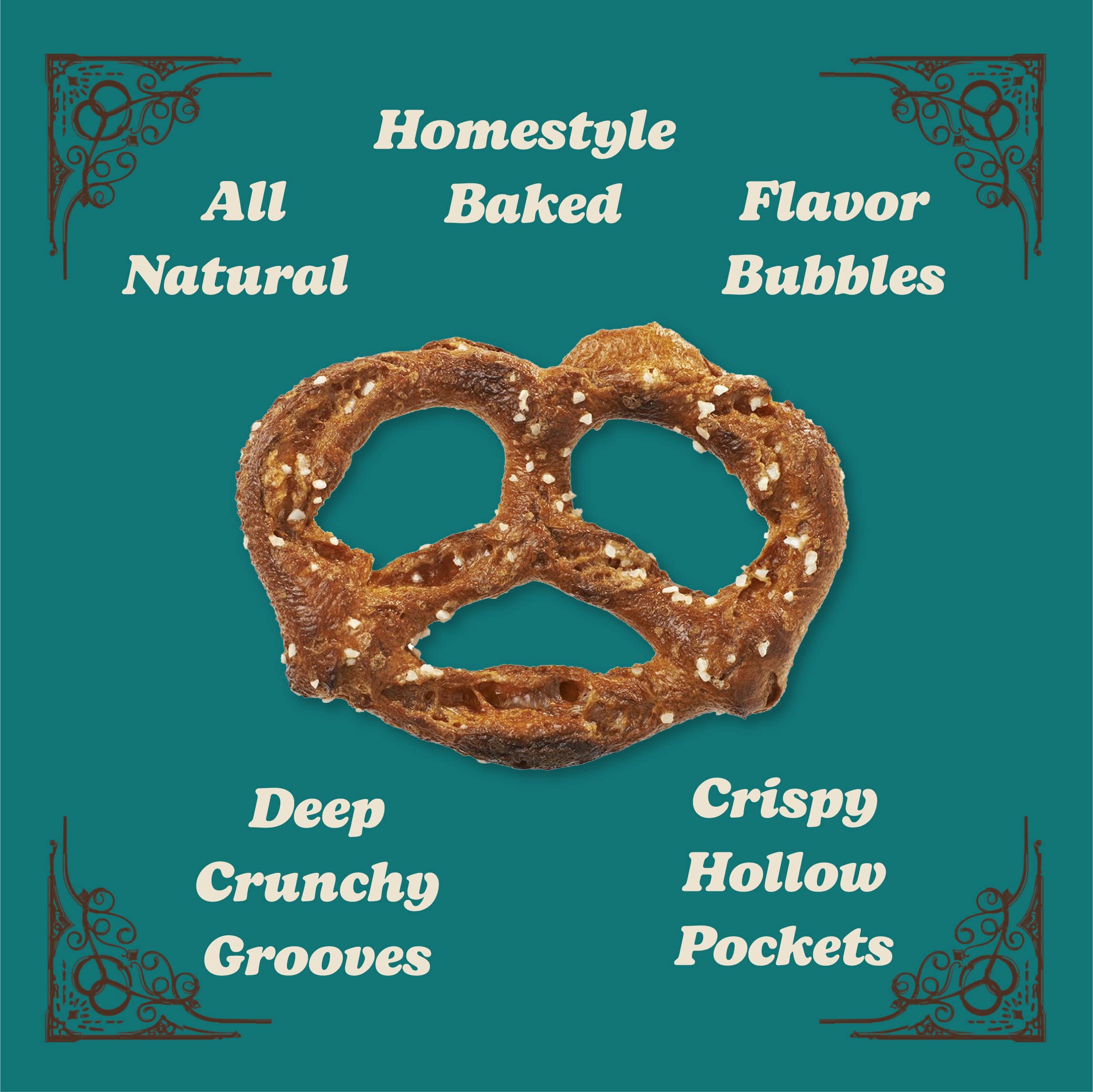 Unique pretzels close-up of split-open texture highlighting crisp crunch