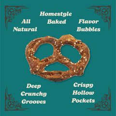 Unique pretzels close-up of split-open texture highlighting crisp crunch