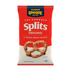 Unique pretzels front packaging showing brand and pack of 12 for easy grabbing