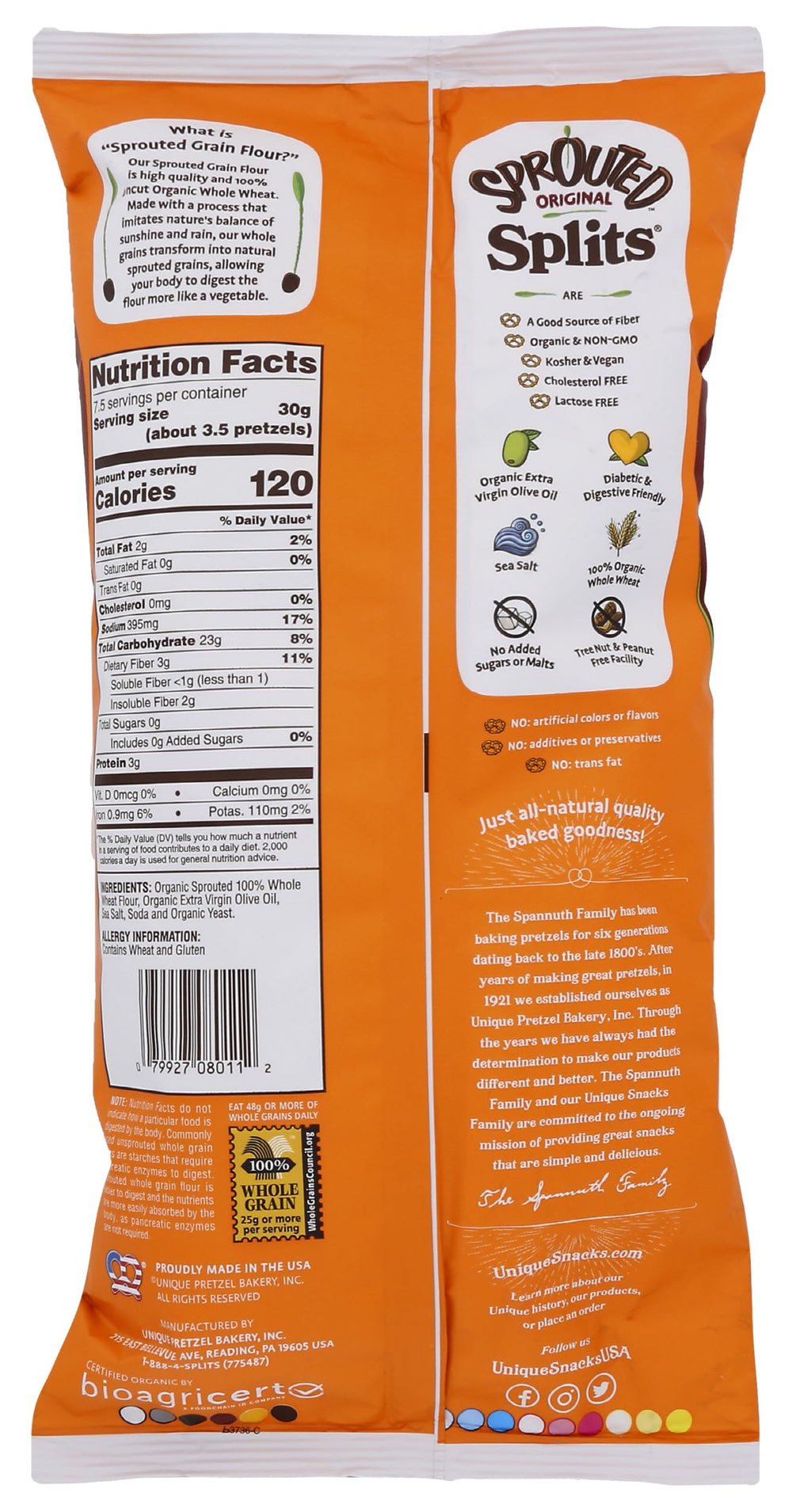 Unique close-up of pretzel splits texture highlighting crunchy sprouted-grain bite