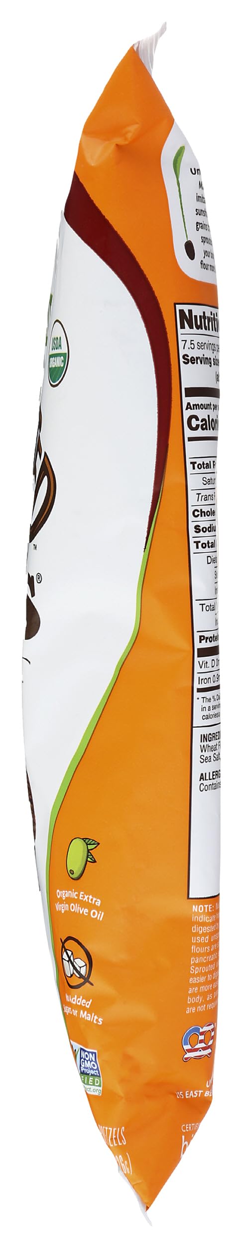 Unique ingredient label close-up showing organic sprouted whole grain transparency