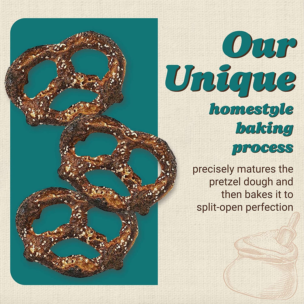 Unique Snacks pretzels on plate with dip showing serving suggestion benefit