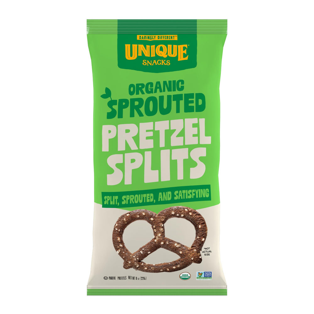 Unique Snacks front-of-bag showing product name and unsalted benefit