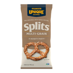 Unique Snacks front packaging showing 11 oz bag and multi-grain claim, highlights convenience