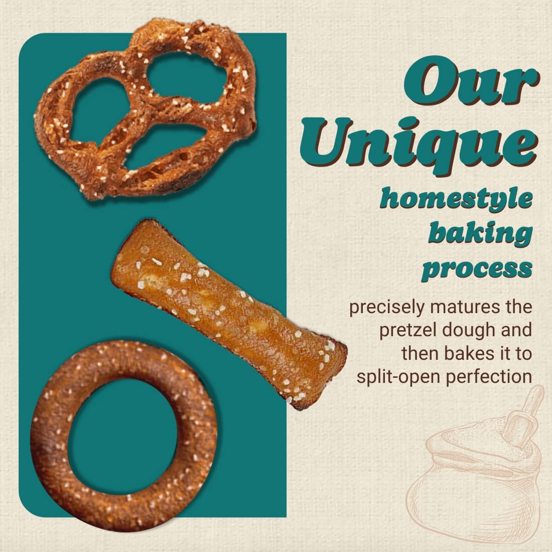 Unique Snacks in hand to show bag size and 96-ounce three-pack scale for sharing