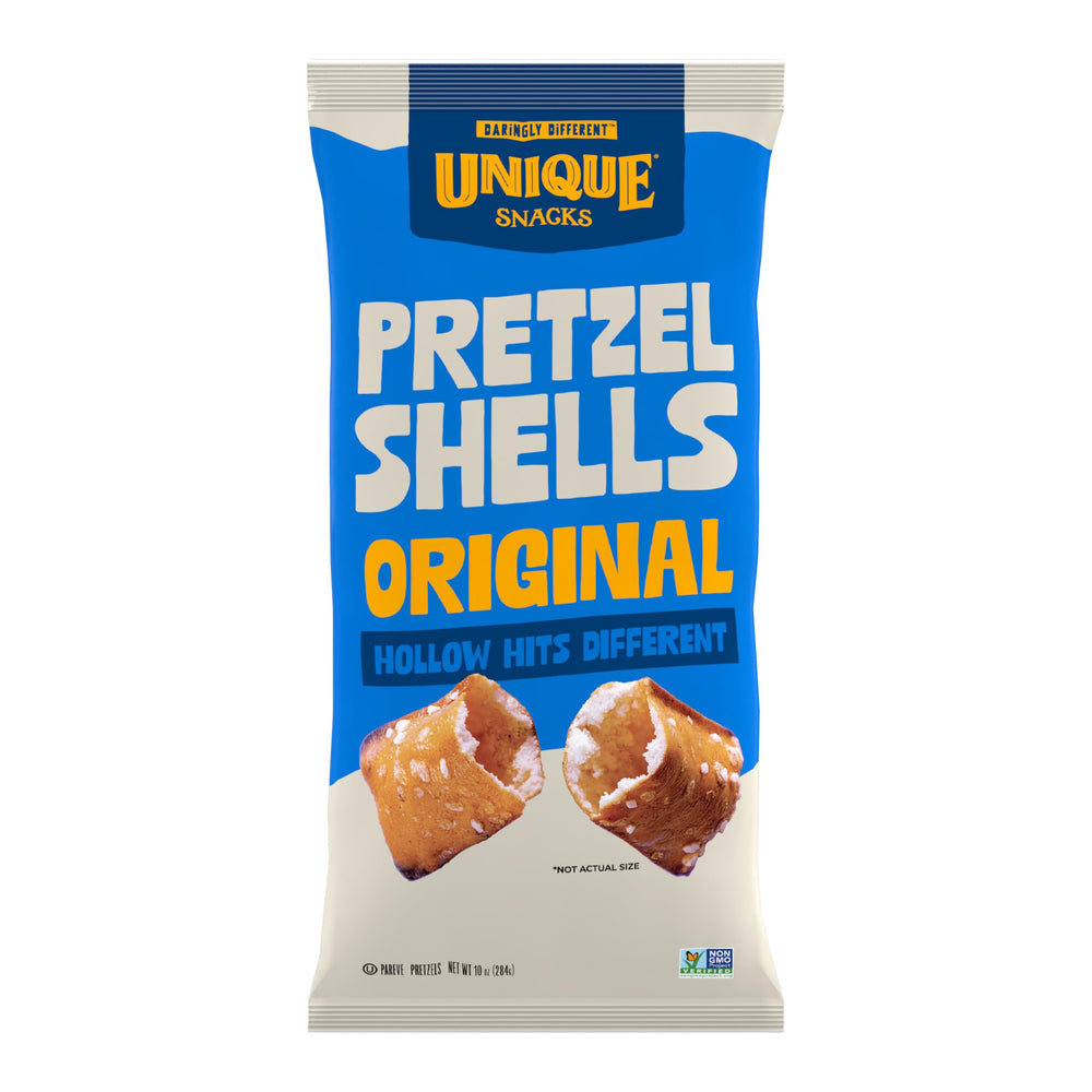 Unique Snacks front packaging showing 10 oz bag and product benefits