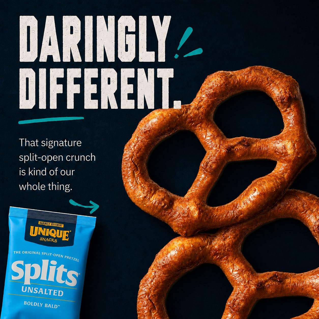 Unique Snacks unsalted splits close-up texture highlighting crisp crunch and homemade feel