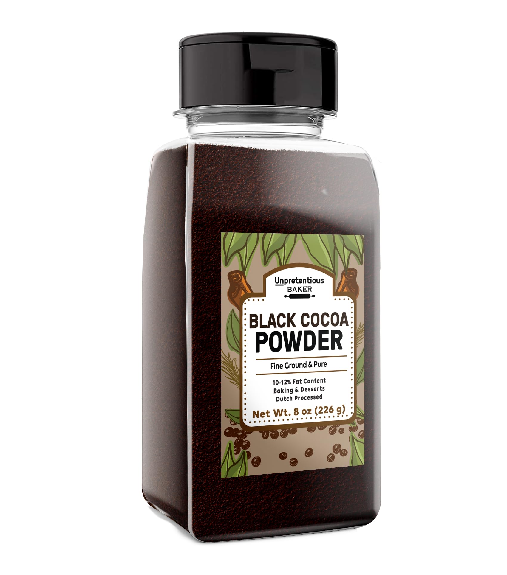 Unpretentious black cocoa front packaging shows product and clear label benefit