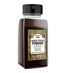 Unpretentious black cocoa front packaging shows product and clear label benefit