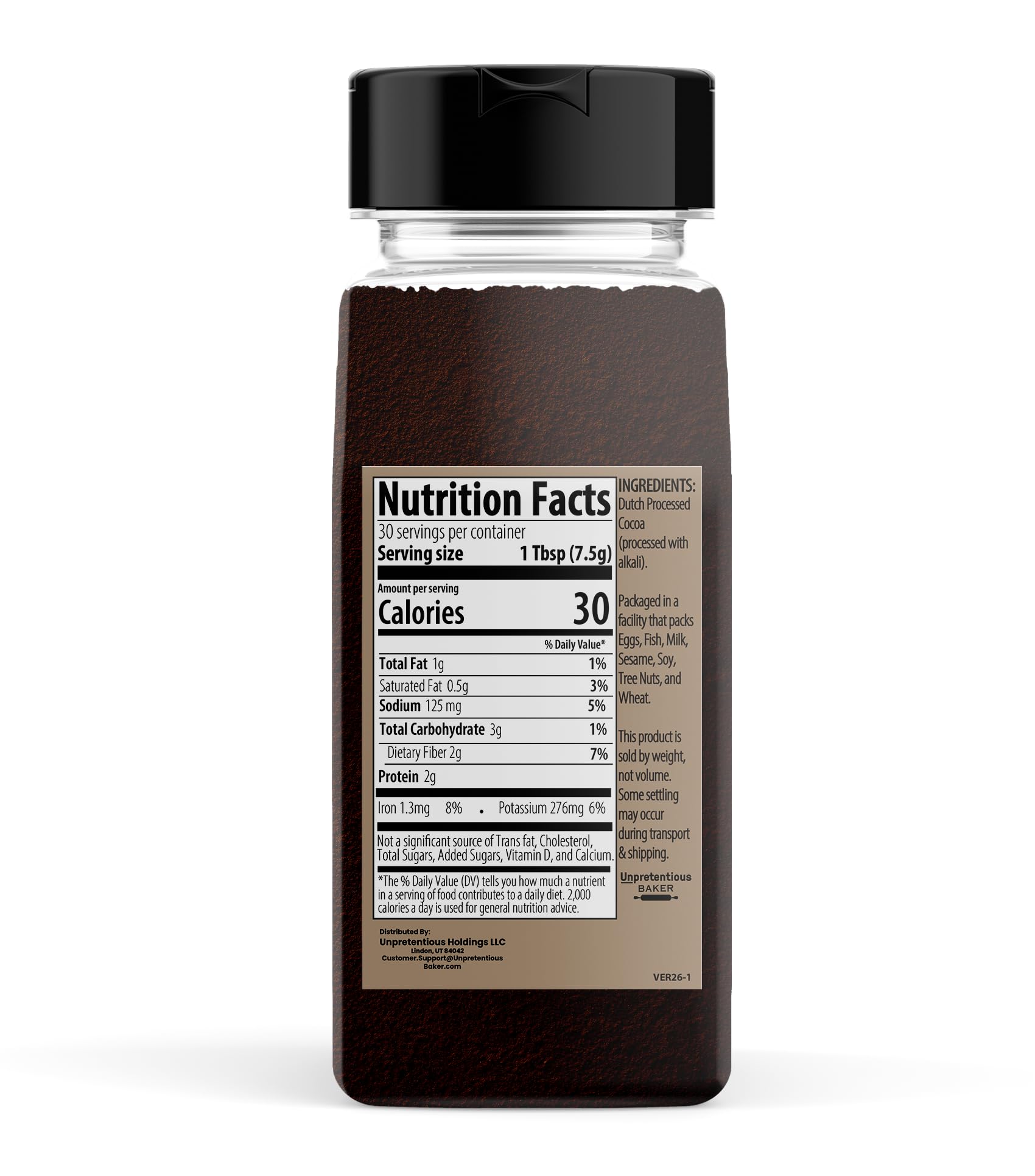 Unpretentious black cocoa powder close-up texture highlights fine grind and richness