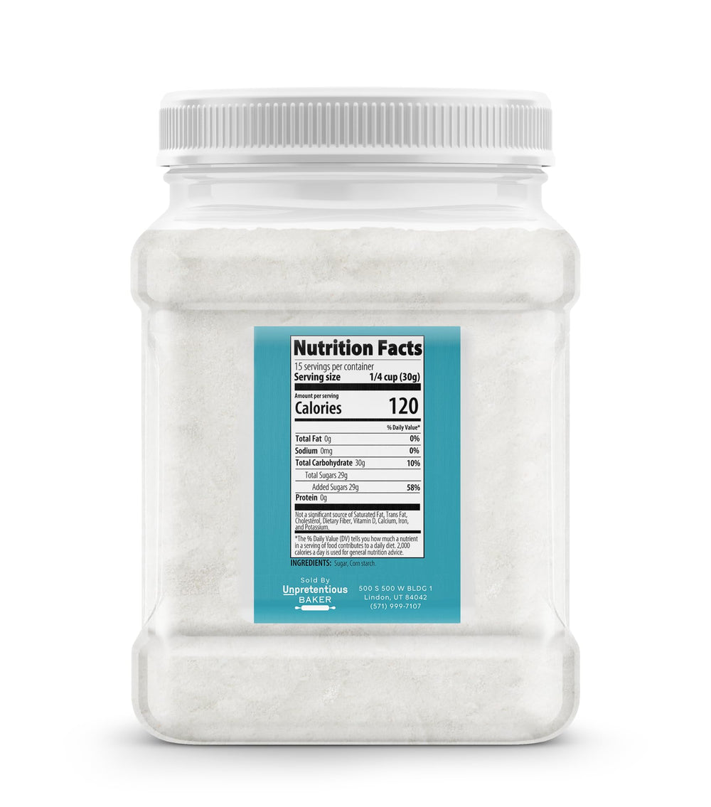 Close-up of Unpretentious powder texture revealing fine grind for smooth icing