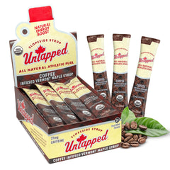 Untapped front packaging showing 20 maple-coffee packets and on-the-go benefit